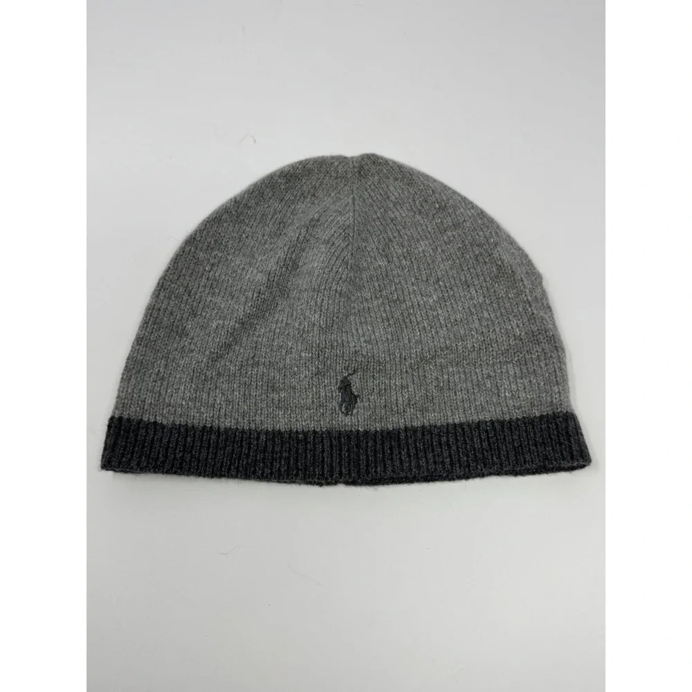 NWOT Polo Ralph Lauren Baby Beanie Gray Knit Wool Blend Logo One Size Winter M8